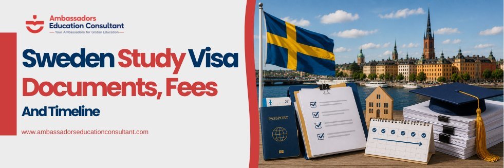 Sweden study visa documents, fees, and timeline details for studying at a Swedish university.