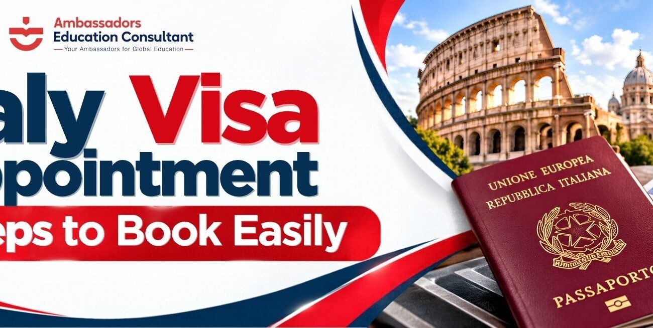 Italy visa appointment booking process with seven simple steps for visa applicants.
